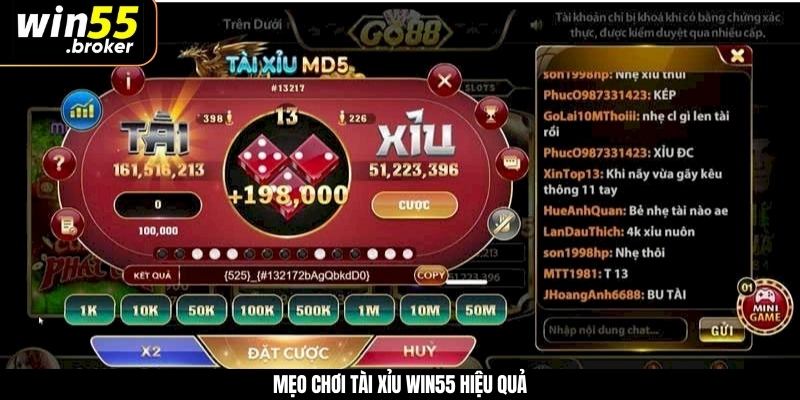 Mẹo chơi tài xỉu WIN55 hiệu quả 